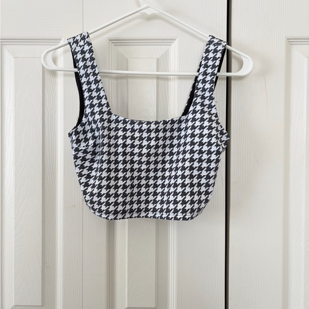 Albion Black and White Houndstooth Bikini Top